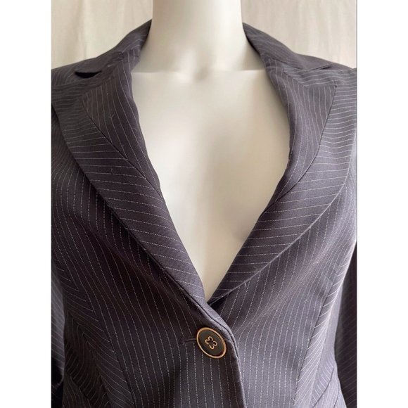 Marciano Women's Blazer Jacket One Button Striped Black Cotton Slim Fit Size 4 - Picture 12 of 12